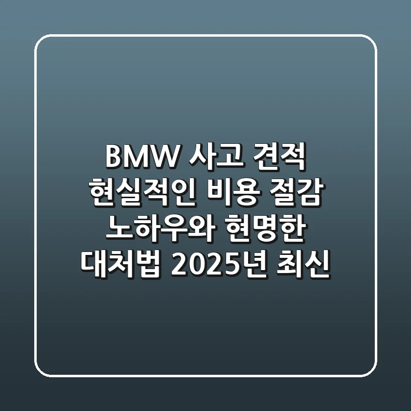 BMW 사고 견적, 현실적인 비용 절감 노하우와 현명한 대처법 (2025년 최신)