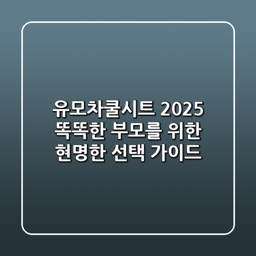 유모차쿨시트 2025: 똑똑한 부모를 위한 현명한 선택 가이드