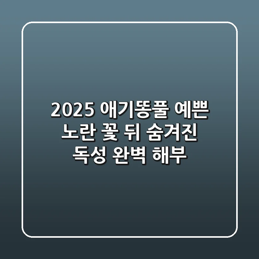 2025 애기똥풀, 예쁜 노란 꽃 뒤 숨겨진 '독'성 완벽 해부!