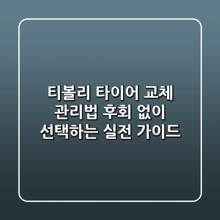 티볼리 타이어 교체, 관리법: 후회 없이 선택하는 실전 가이드