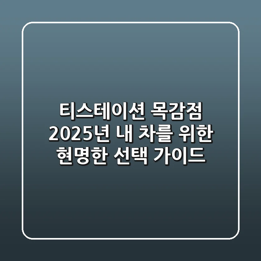티스테이션 목감점, 2025년 내 차를 위한 현명한 선택 가이드