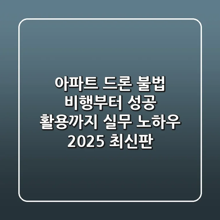 아파트 드론, 불법 비행부터 성공 활용까지 실무 노하우 (2025 최신판)