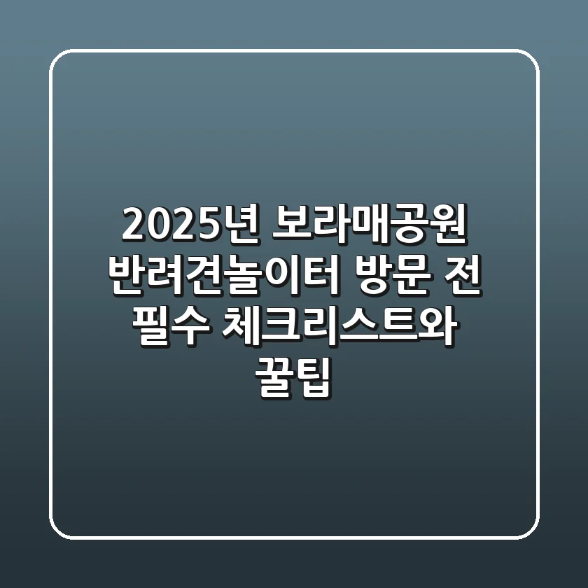 2025년 보라매공원 반려견놀이터, 방문 전 필수 체크리스트와 꿀팁
