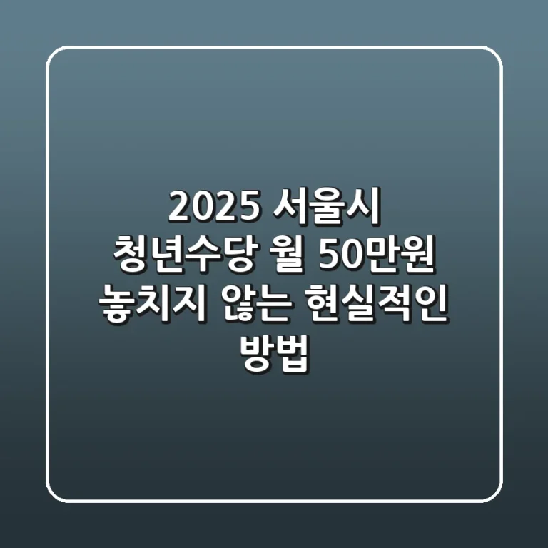 2025 서울시 청년수당, 월 50만원 놓치지 않는 현실적인 방법!