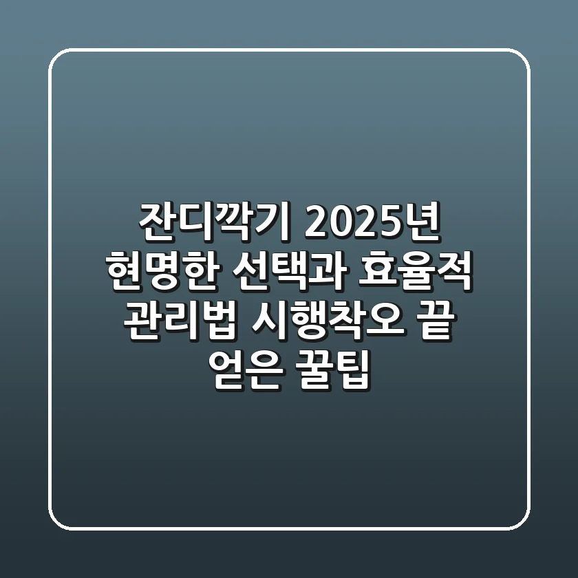 잔디깍기, 2025년 현명한 선택과 효율적 관리법: 시행착오 끝 얻은 꿀팁