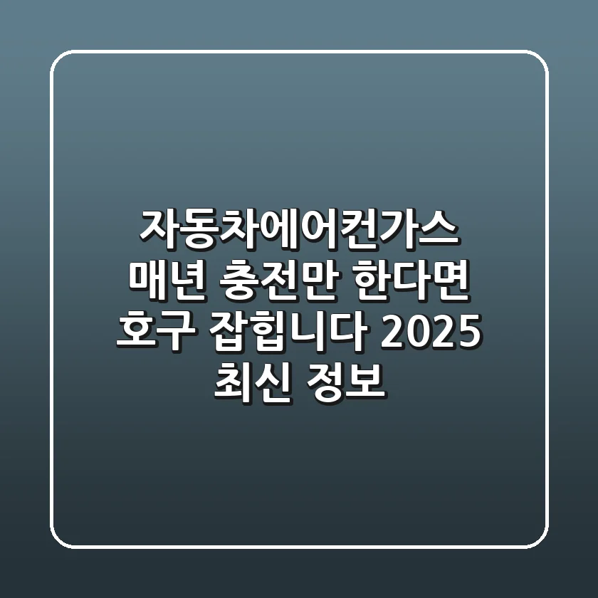 자동차에어컨가스, 매년 충전만 한다면 호구 잡힙니다! 2025 최신 정보