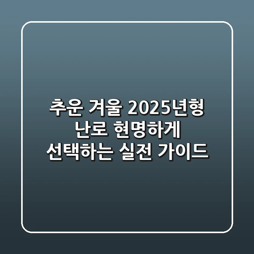 추운 겨울, 2025년형 난로 현명하게 선택하는 실전 가이드