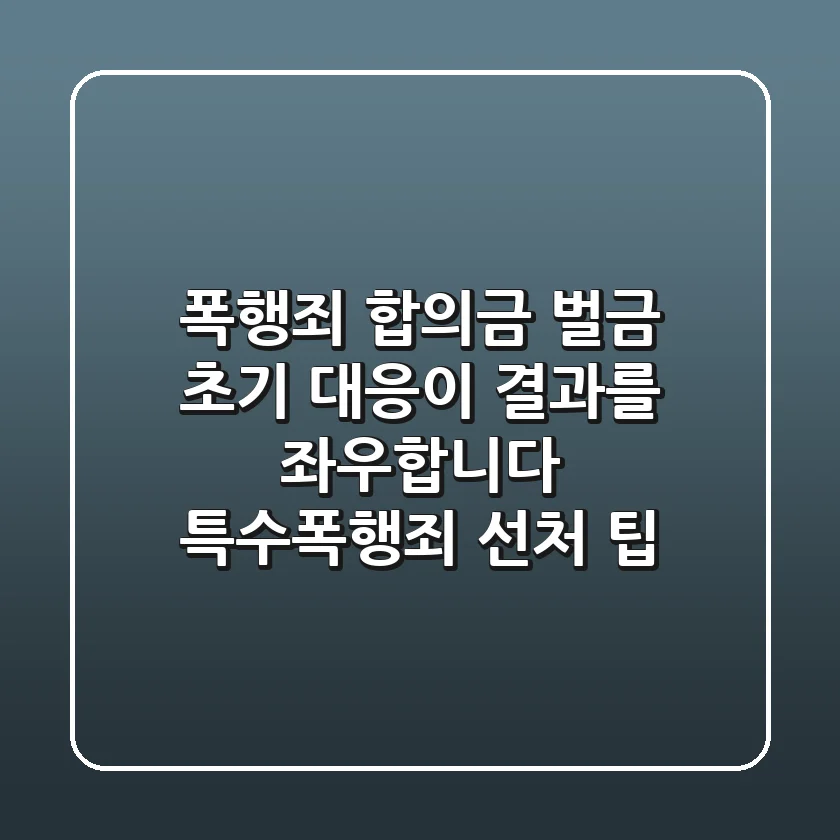폭행죄 합의금, 벌금? 초기 대응이 결과를 좌우합니다 (특수폭행죄 선처 팁)
