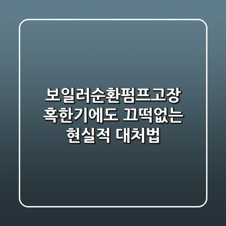 보일러순환펌프고장, 혹한기에도 끄떡없는 현실적 대처법!