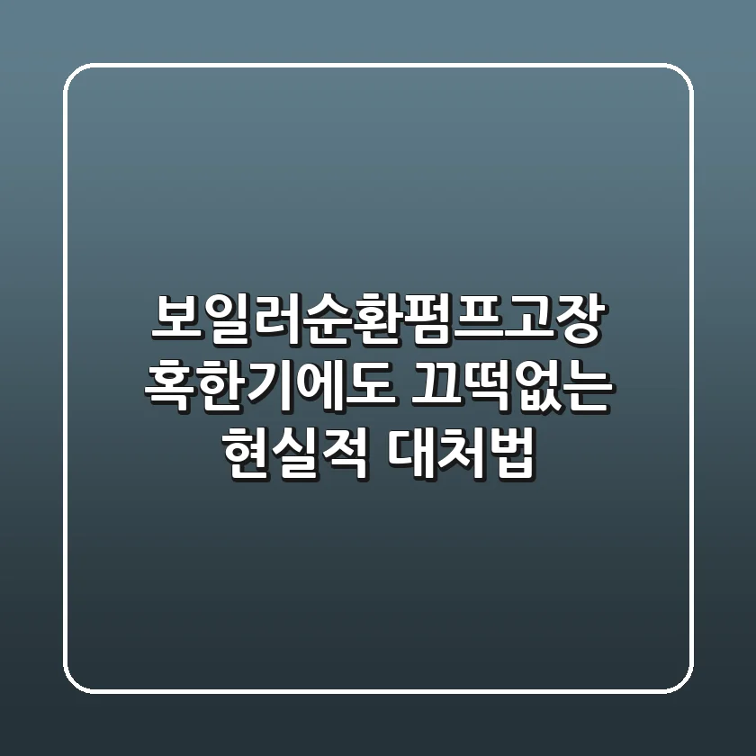 보일러순환펌프고장, 혹한기에도 끄떡없는 현실적 대처법!