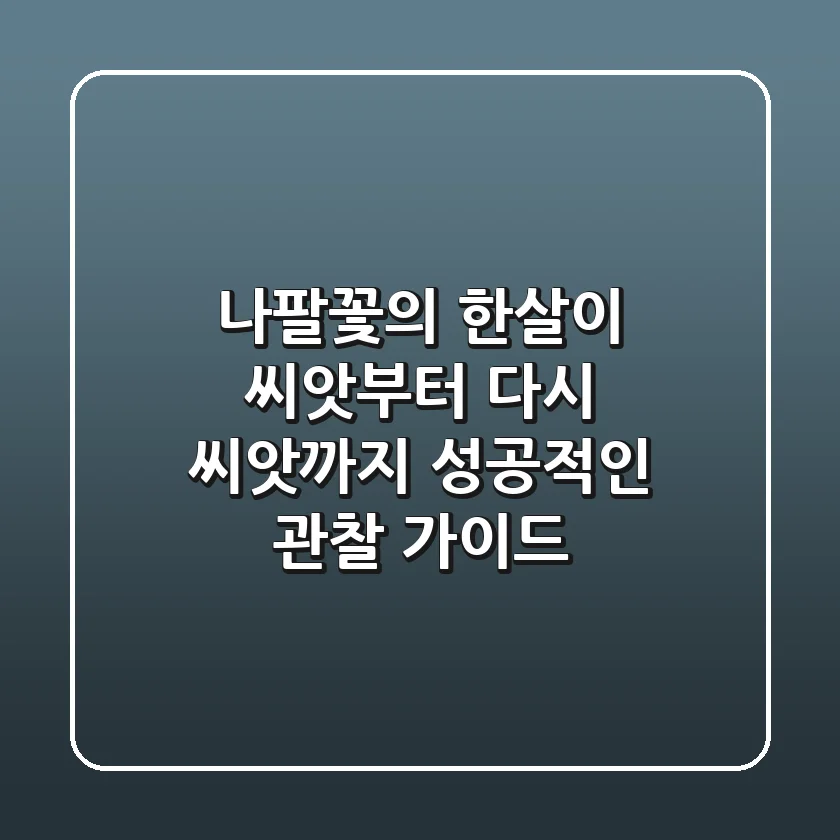 나팔꽃의 한살이: 씨앗부터 다시 씨앗까지, 성공적인 관찰 가이드