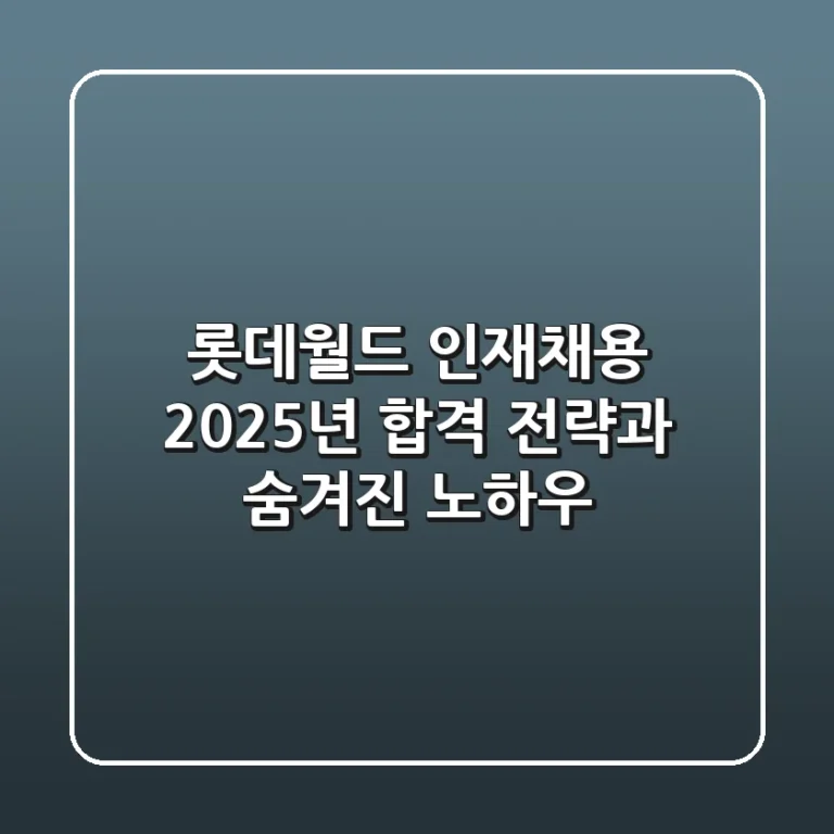 롯데월드 인재채용, 2025년 합격 전략과 숨겨진 노하우