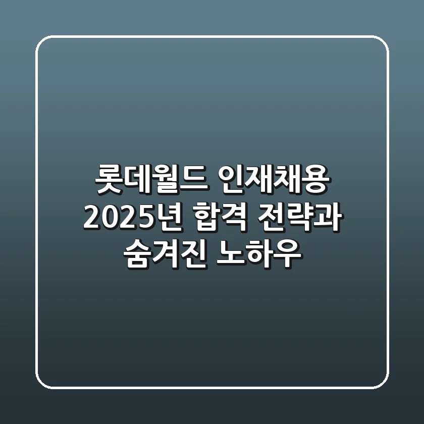 롯데월드 인재채용, 2025년 합격 전략과 숨겨진 노하우