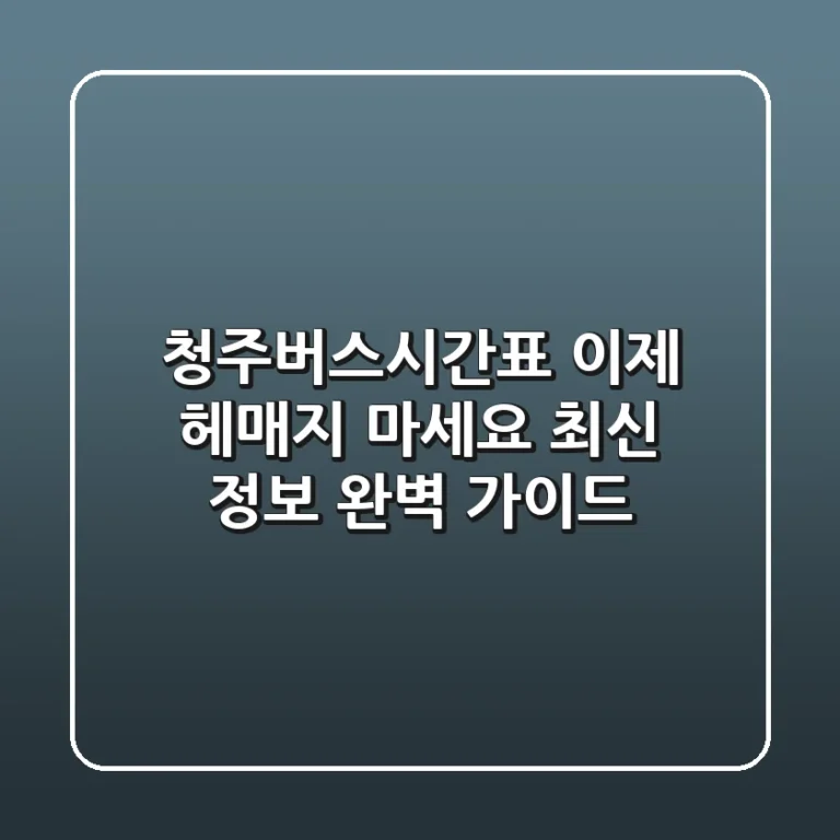 청주버스시간표, 이제 헤매지 마세요! 최신 정보 완벽 가이드