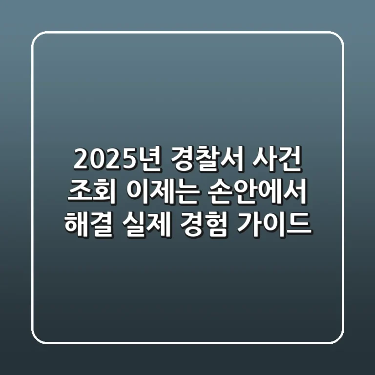 2025년 경찰서 사건 조회, 이제는 손안에서 해결! (실제 경험 가이드)