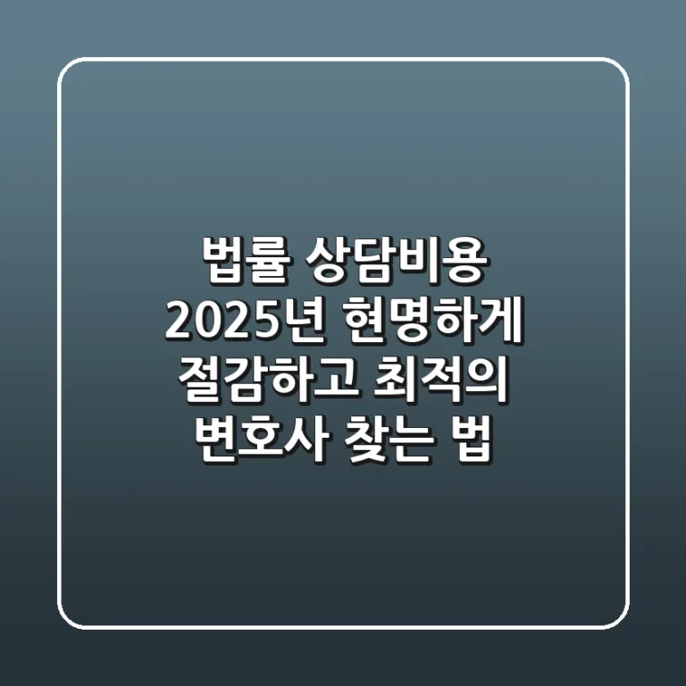 법률 상담비용, 2025년 현명하게 절감하고 최적의 변호사 찾는 법