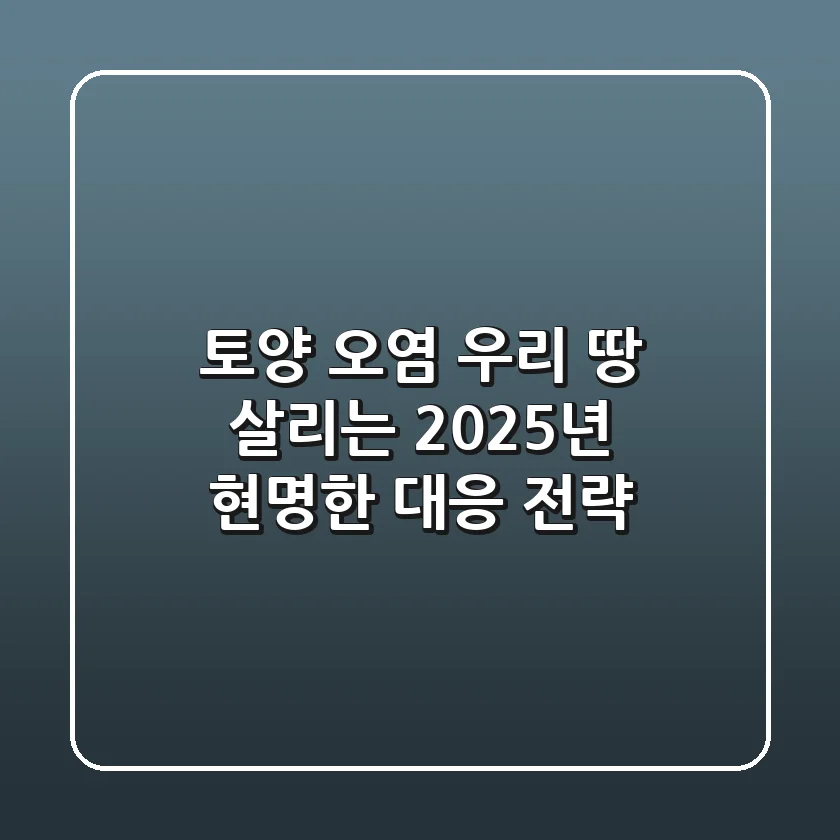 토양 오염, 우리 땅 살리는 2025년 현명한 대응 전략