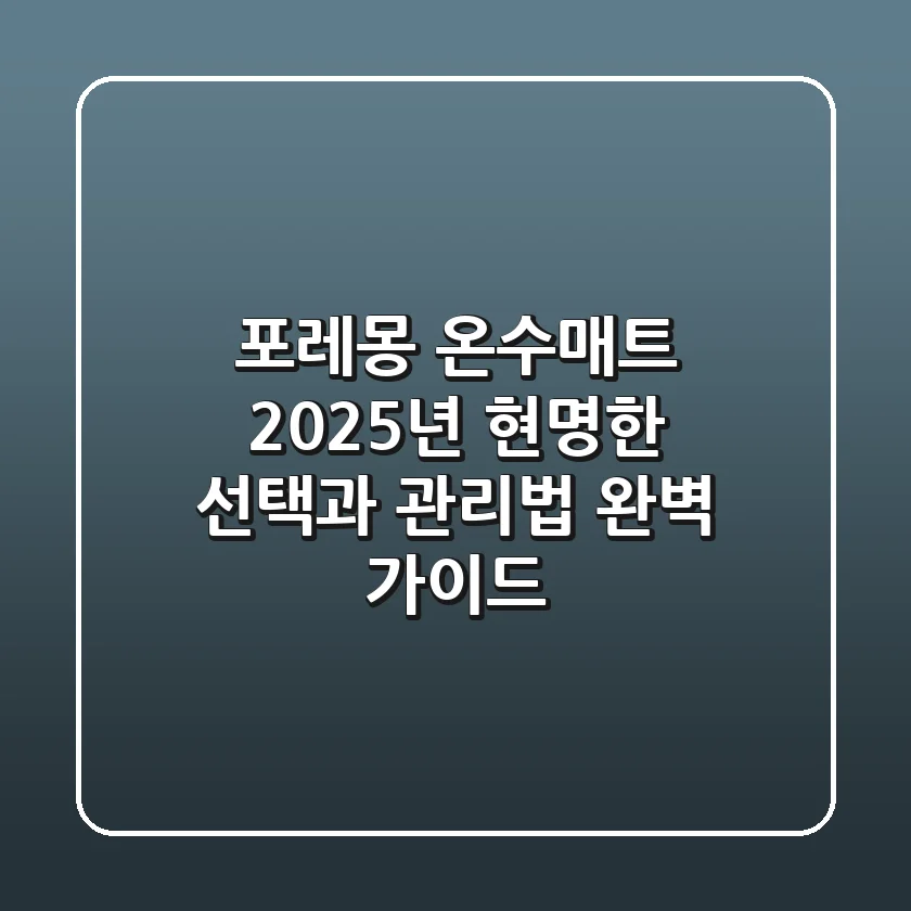 포레몽 온수매트, 2025년 현명한 선택과 관리법 완벽 가이드
