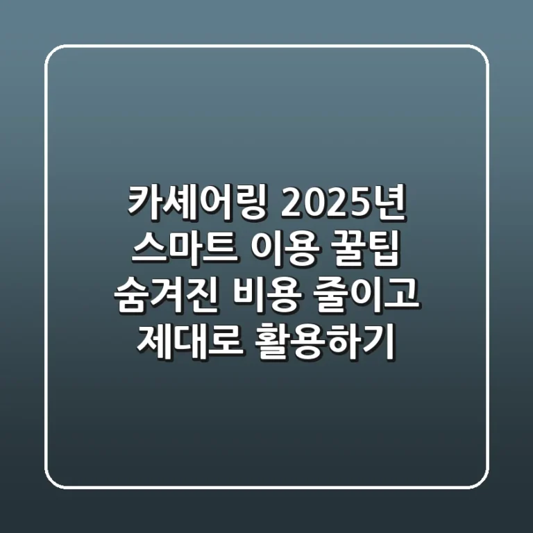 카셰어링, 2025년 스마트 이용 꿀팁: 숨겨진 비용 줄이고 제대로 활용하기