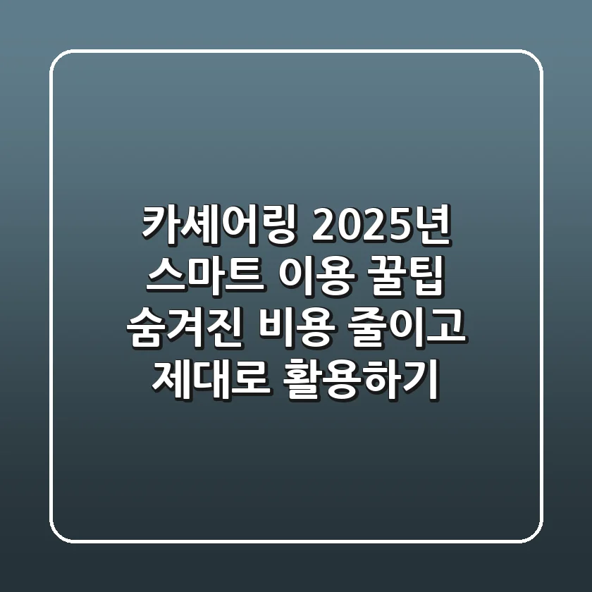 카셰어링, 2025년 스마트 이용 꿀팁: 숨겨진 비용 줄이고 제대로 활용하기