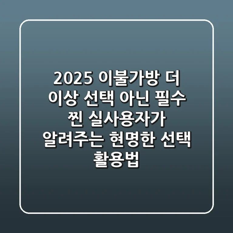 2025 이불가방, 더 이상 선택 아닌 필수! 찐 실사용자가 알려주는 현명한 선택 & 활용법