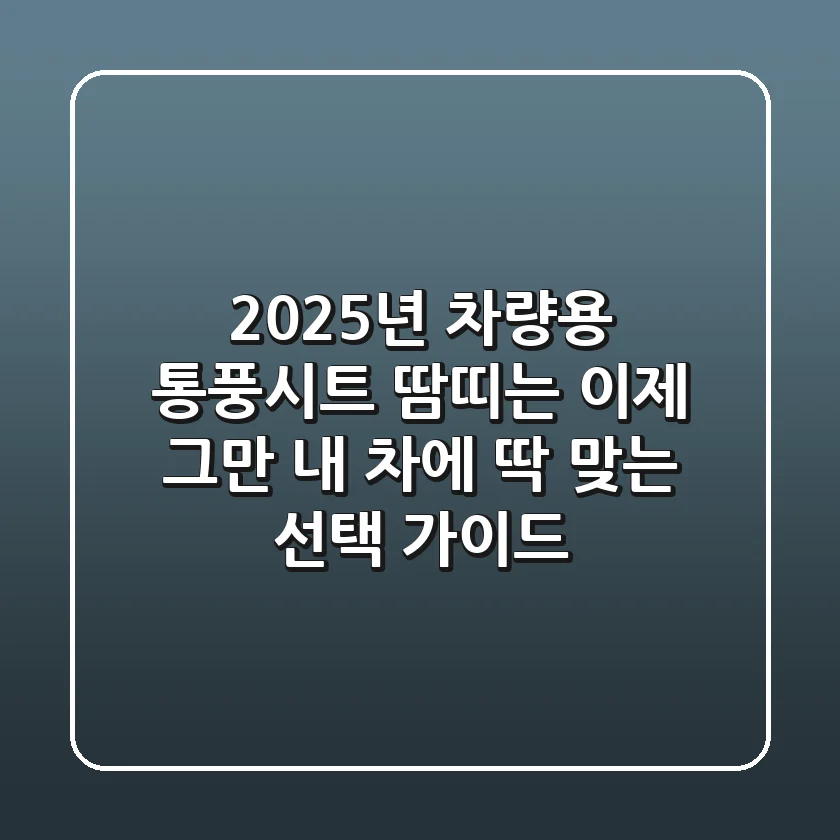 2025년 차량용 통풍시트, 땀띠는 이제 그만! 내 차에 딱 맞는 선택 가이드