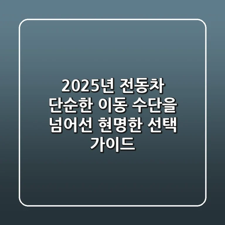 2025년 전동차, 단순한 이동 수단을 넘어선 현명한 선택 가이드