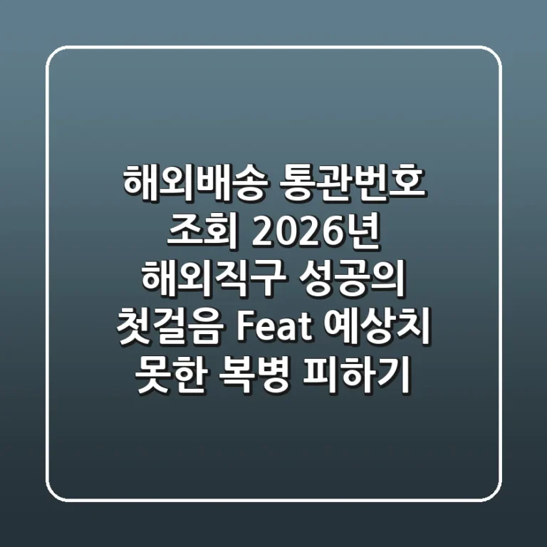 해외배송 통관번호 조회: 2026년 해외직구 성공의 첫걸음 (Feat. 예상치 못한 복병 피하기)