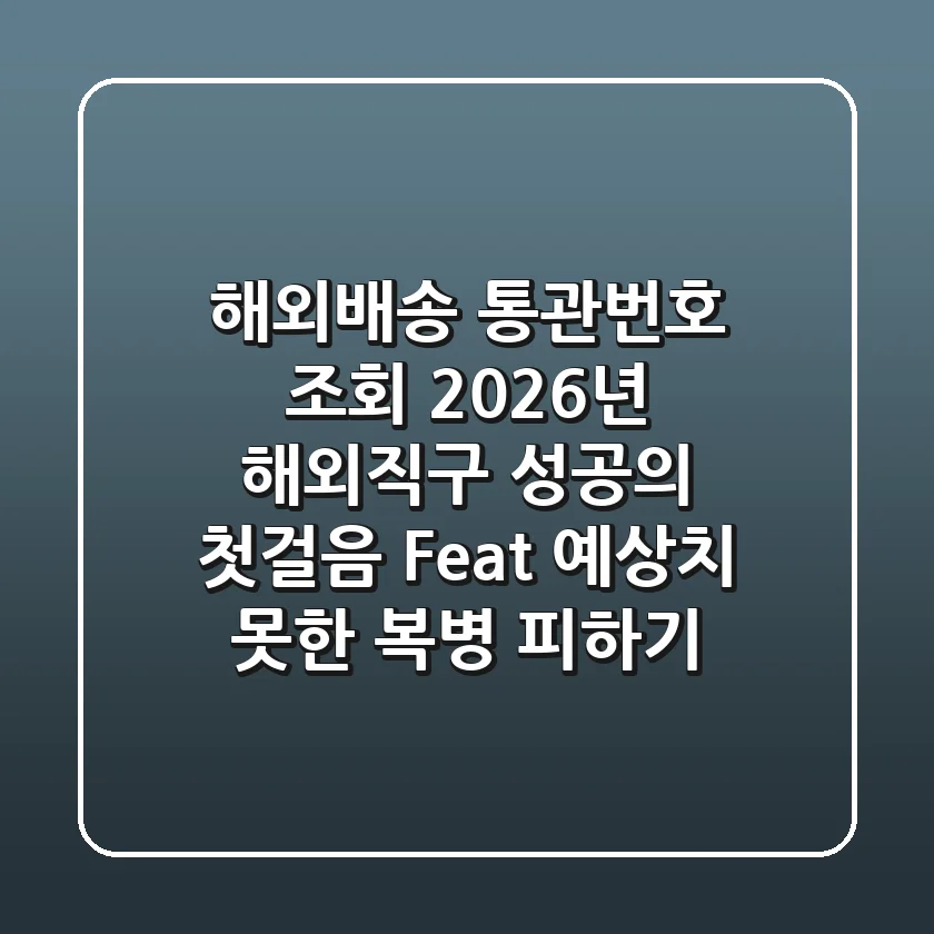 해외배송 통관번호 조회: 2026년 해외직구 성공의 첫걸음 (Feat. 예상치 못한 복병 피하기)