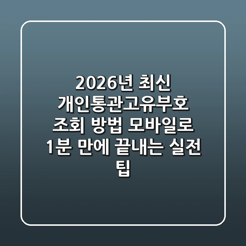 2026년 최신! 개인통관고유부호 조회 방법, 모바일로 1분 만에 끝내는 실전 팁